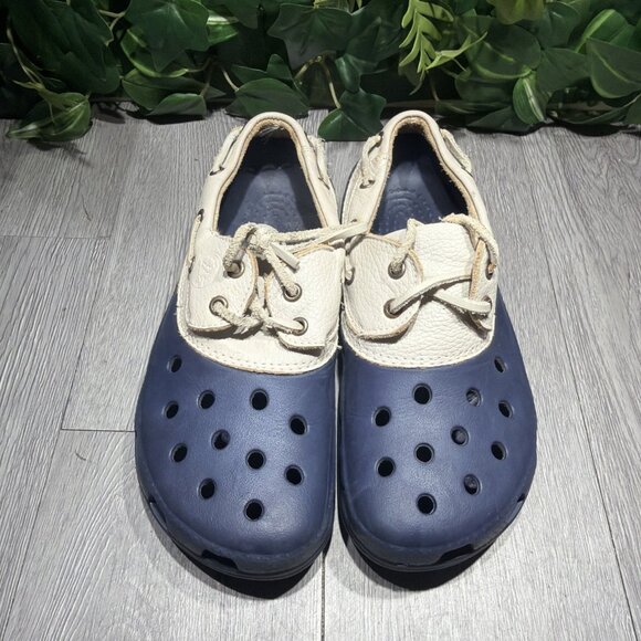 Crocs Blue Leather Islander Pitcrew Sport Boat Shoes Mens US Size 7 Womens 9 main image 6